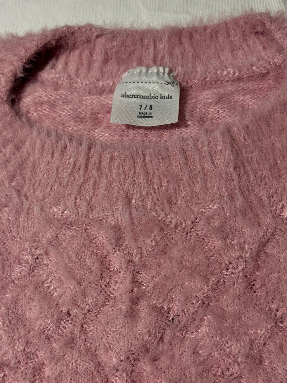 Abercrombie Kids Pink Fuzzy Sweater Size 7/8 Soft Knit Pullover